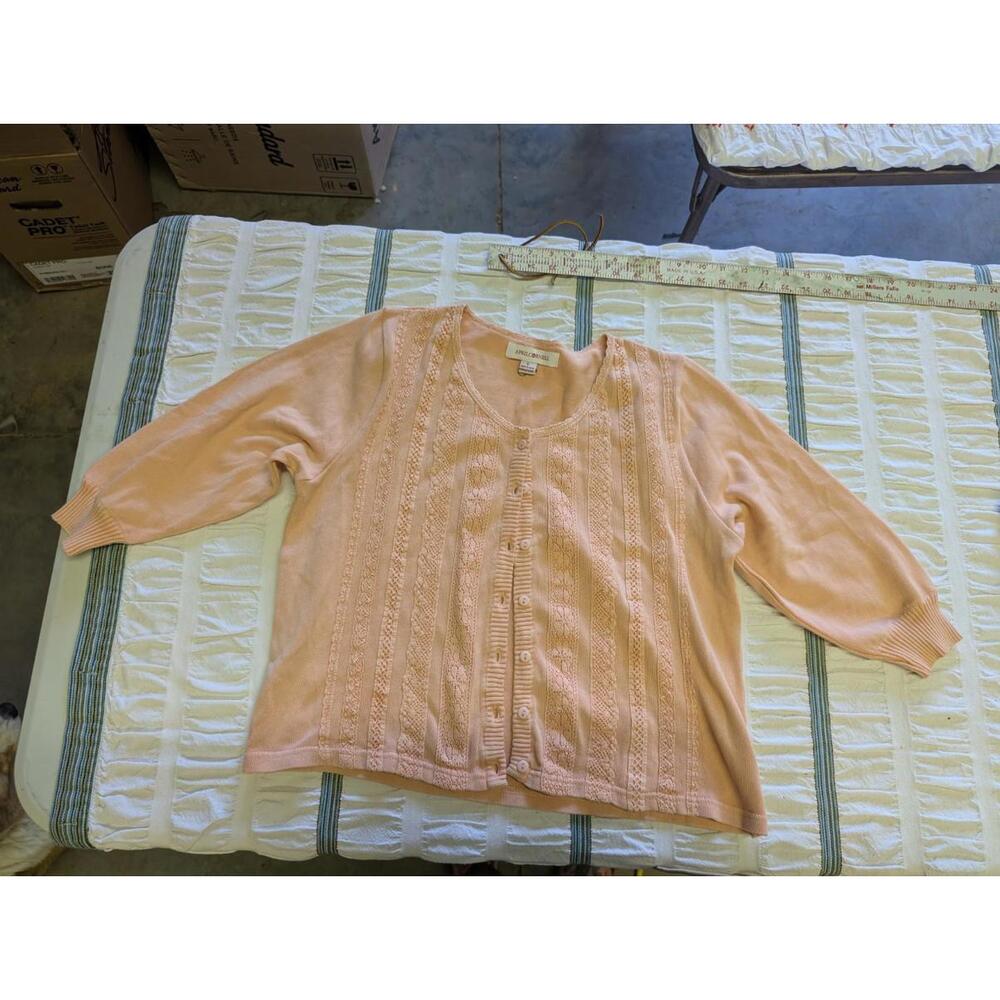 VINTAGE April Cornell Peach Cardigan Cottagecore Size Small